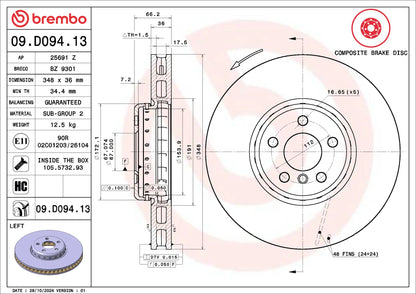 Brembo Prime Vented Composite Brake Rotor - Single - 09.D094.13